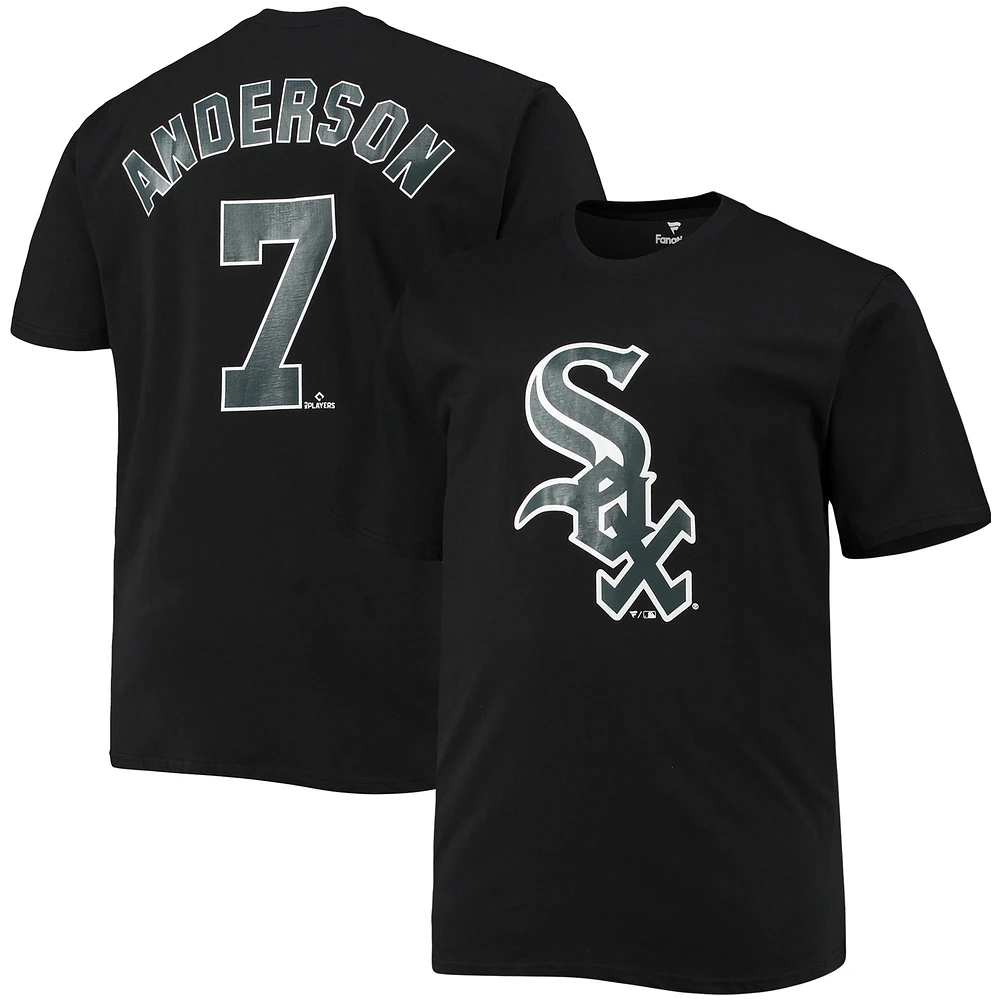 T-shirt noir avec logo Fanatics Tim Anderson des White Sox de Chicago pour hommes