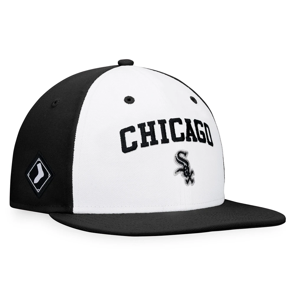 Men's Fanatics White/Black Chicago White Sox Iconic Color Blocked Fitted Hat