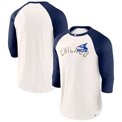 Men's Fanatics White/Navy Chicago White Sox Backdoor Slider Raglan 3/4-Sleeve T-Shirt