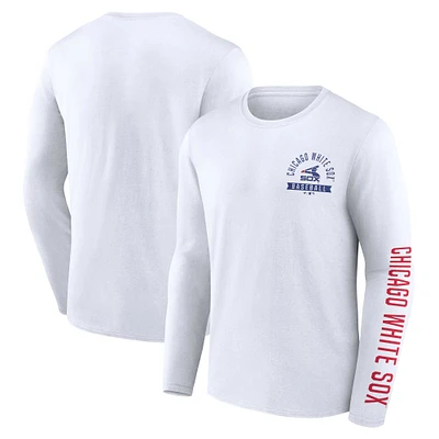 Men's Fanatics White Chicago Sox Pressbox Long Sleeve T-Shirt