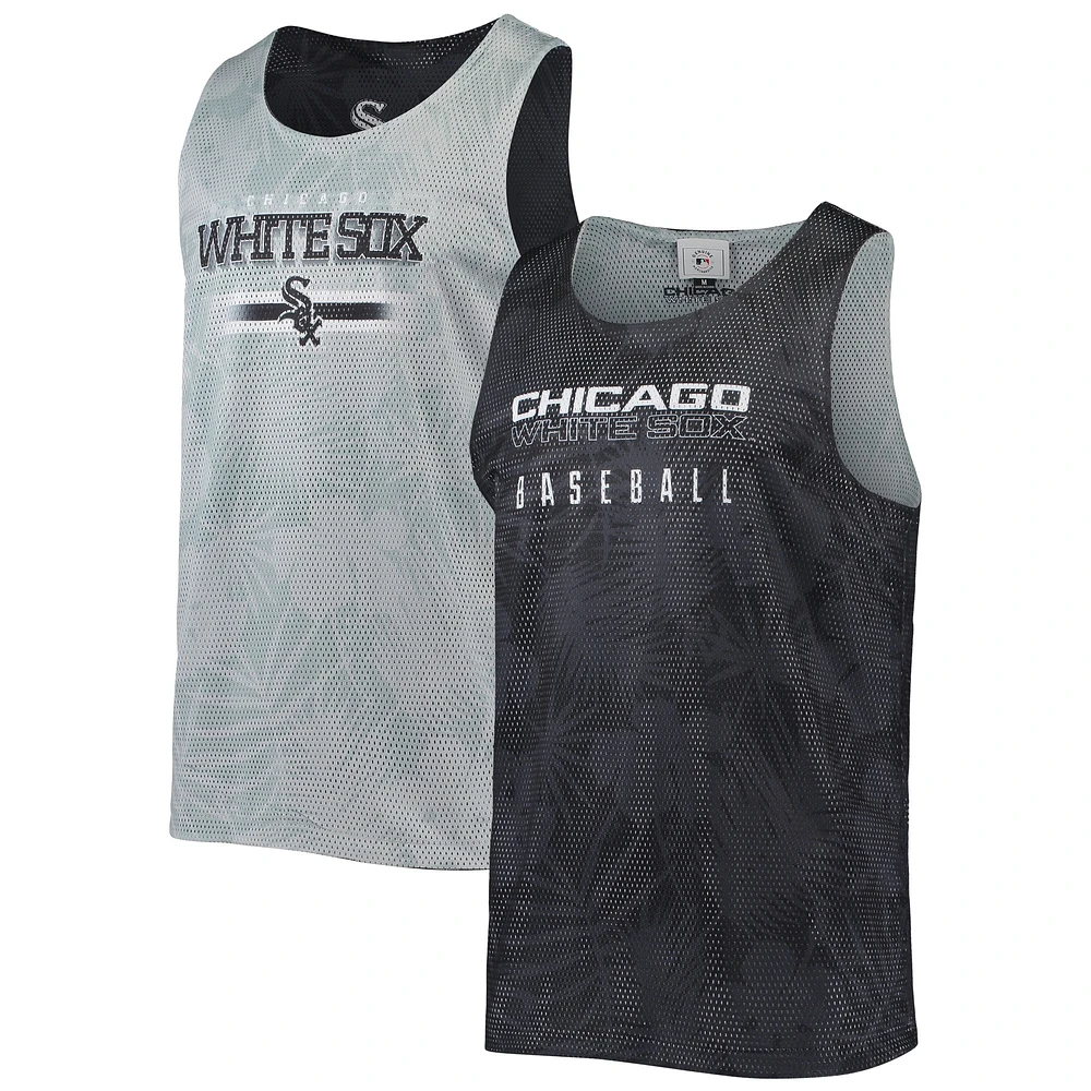 Débardeur réversible en maille à fleurs FOCO Chicago White Sox pour hommes, noir