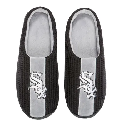 Chicago White Sox FOCO Team Stripe Memory Foam Slide Slippers - Black