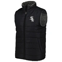 Men's G-III Sports by Carl Banks Black/Charcoal Chicago White Sox Power Hitter Reversible Full-Zip Vest