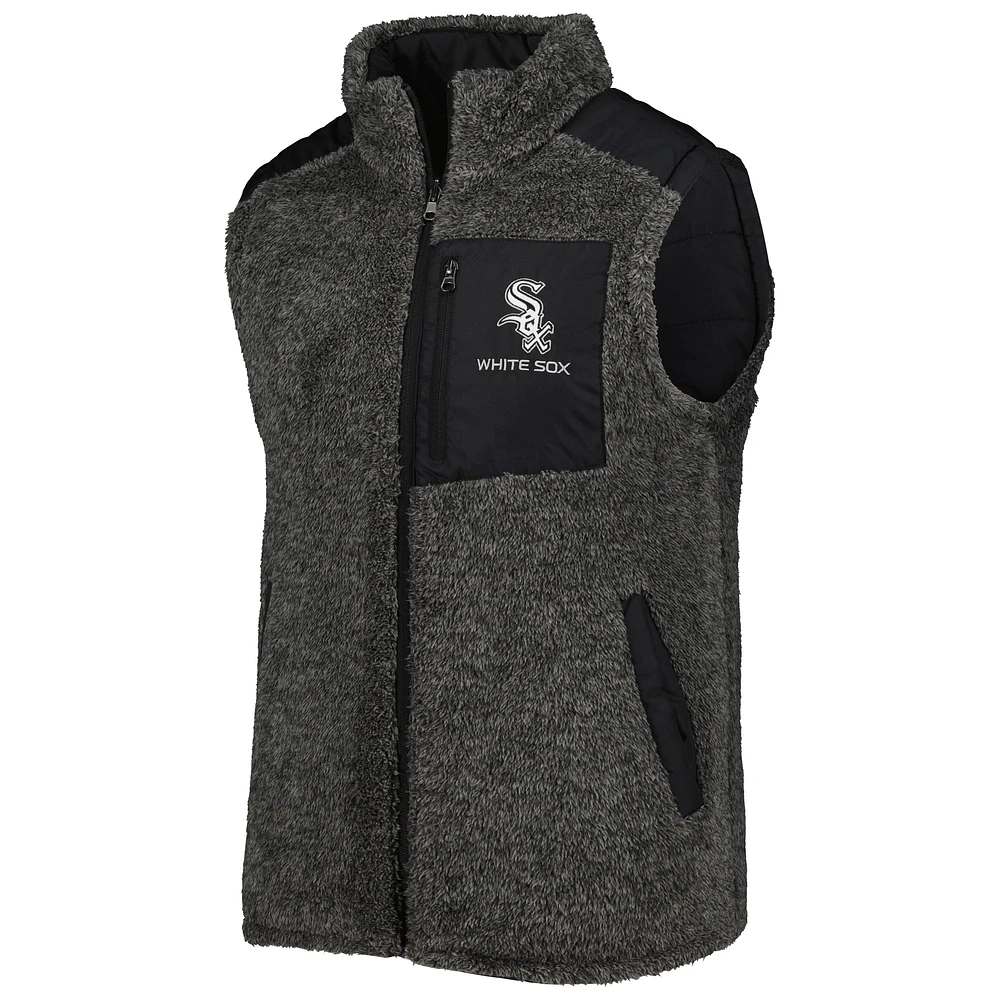 G-III Sports by Carl Banks pour homme Noir/Anthracite Chicago White Sox Power Hitter Gilet réversible à glissière pleine longueur