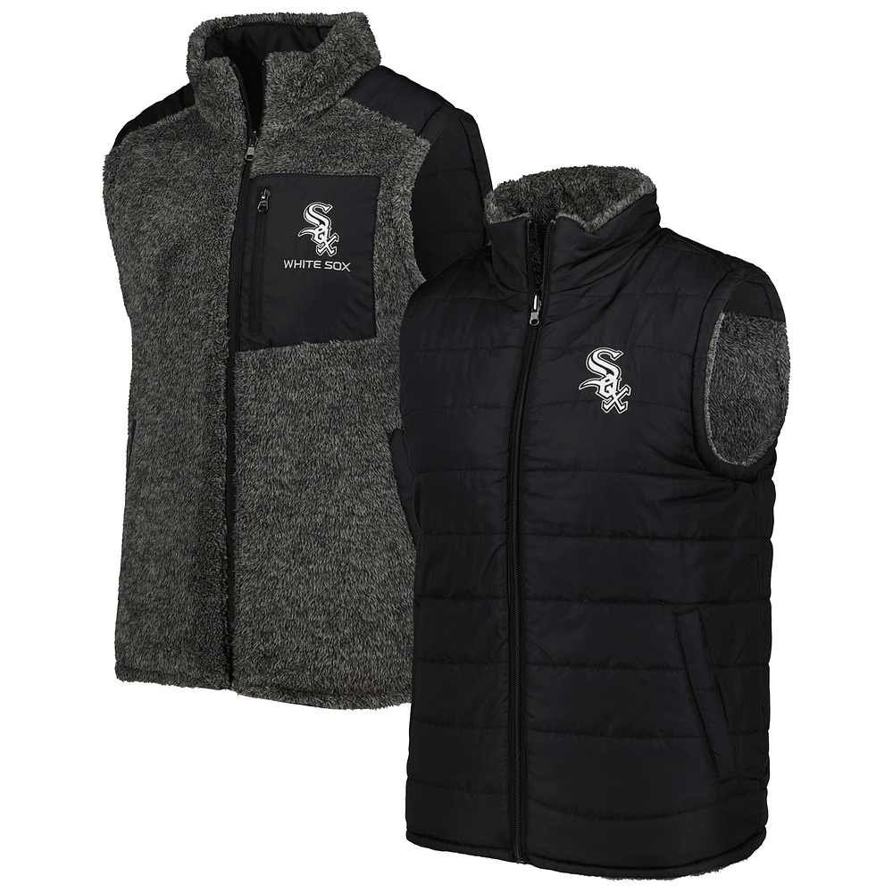 G-III Sports by Carl Banks pour homme Noir/Anthracite Chicago White Sox Power Hitter Gilet réversible à glissière pleine longueur