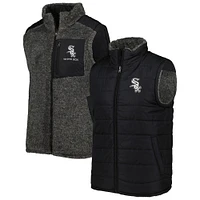 Men's G-III Sports by Carl Banks Black/Charcoal Chicago White Sox Power Hitter Reversible Full-Zip Vest