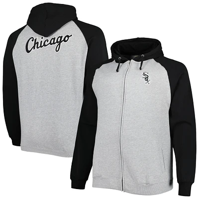 Sweat à capuche raglan Big & Tall Chicago White Sox pour homme, gris chiné/noir