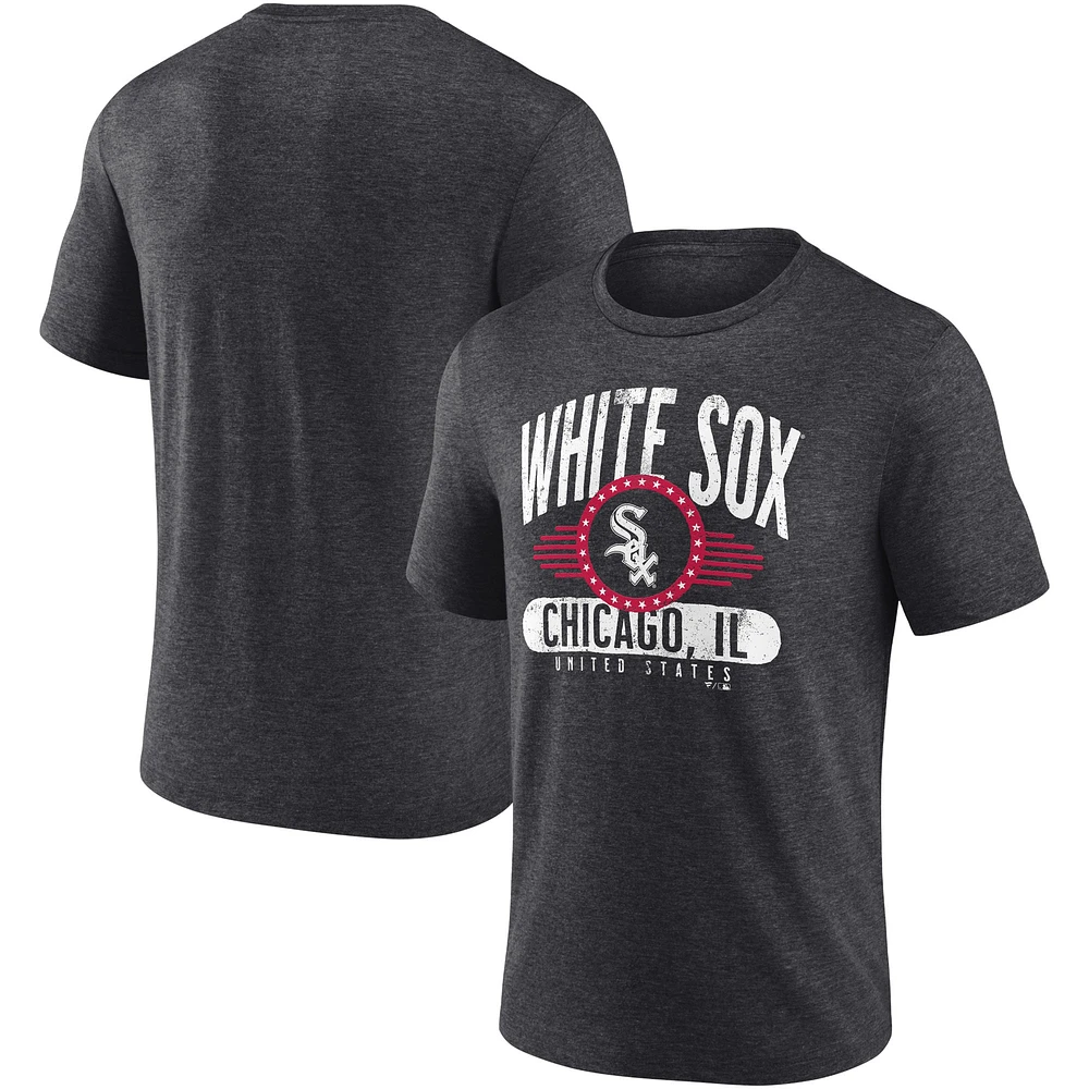 Men's Heathered Charcoal Chicago White Sox Badge of Honor Tri-Blend T-Shirt