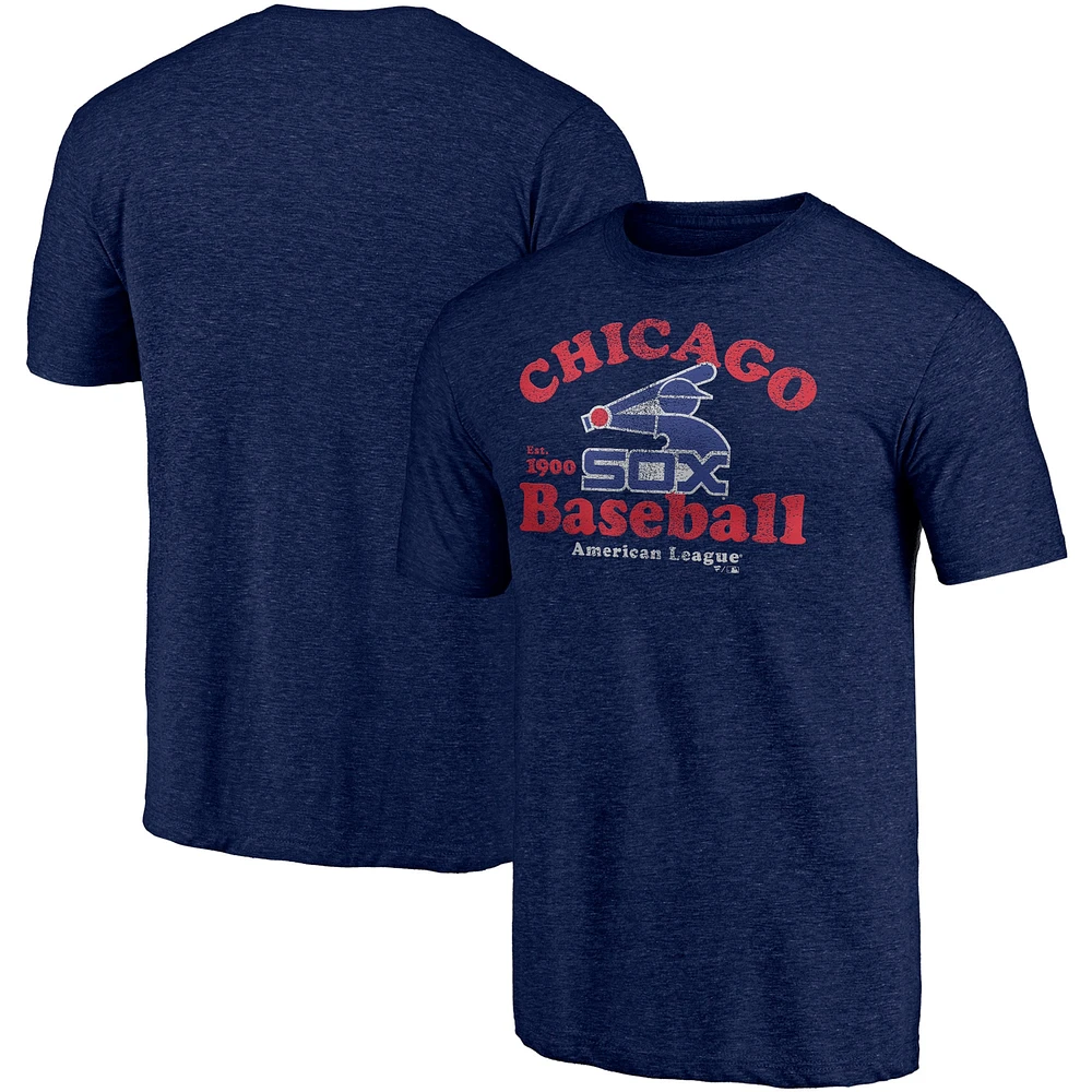 Men's Heathered Navy Chicago White Sox Cooperstown Collection True Classics Tri-Blend T-Shirt