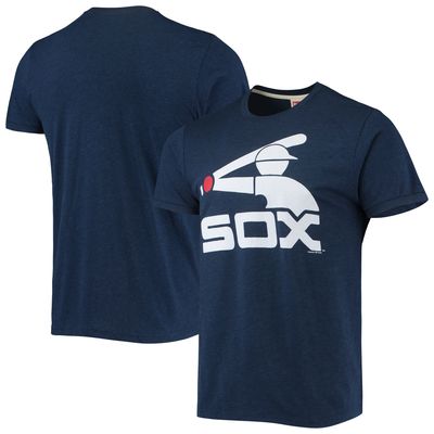 Men's Homage Navy Chicago White Sox Hand-Drawn Logo Tri-Blend T-Shirt