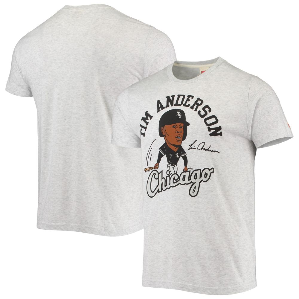 Men's Homage Tim Anderson Heathered Gray Chicago White Sox Caricature Tri-Blend T-Shirt