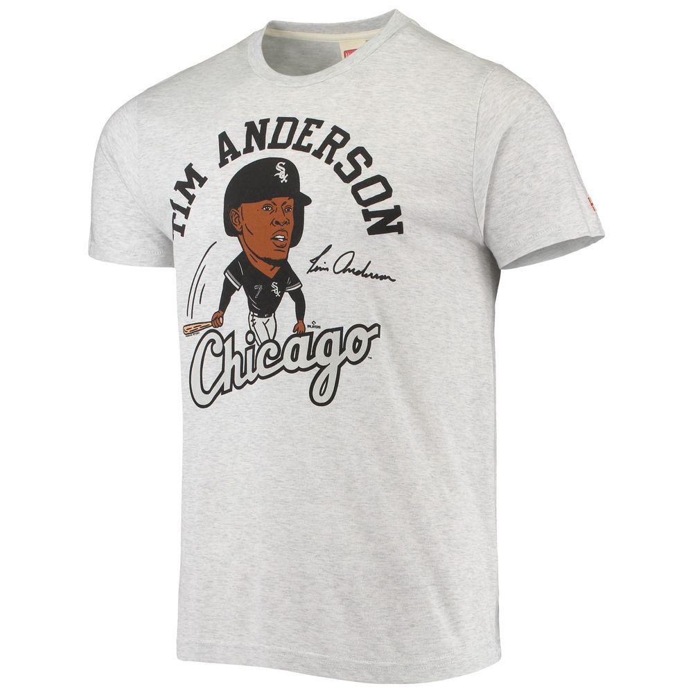 Men's Homage Tim Anderson Heathered Gray Chicago White Sox Caricature Tri-Blend T-Shirt