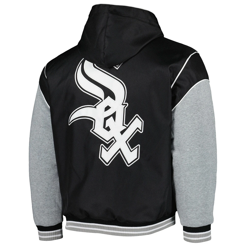 JH Design Veste à capuche réversible en polaire Chicago White Sox pour homme avec boutons-pression