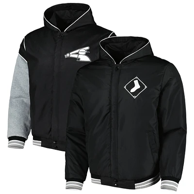 JH Design Veste à capuche réversible en polaire Chicago White Sox pour homme avec boutons-pression