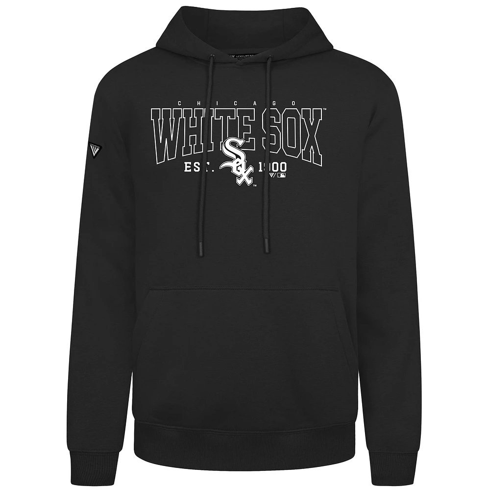 Men's Levelwear Black Chicago White Sox Accolade Podium Textbook Pullover Hoodie