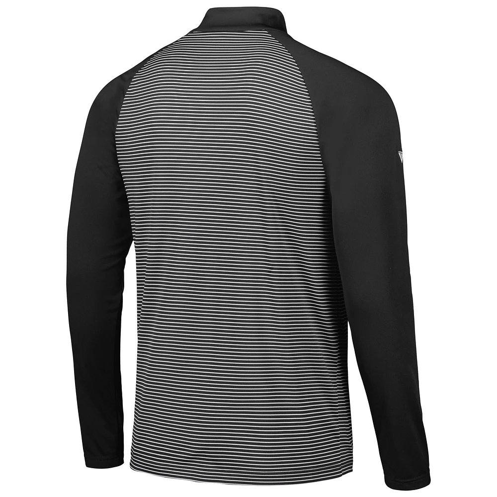 Men's Levelwear Black Chicago White Sox Charter Striped Raglan Quarter-Zip Top