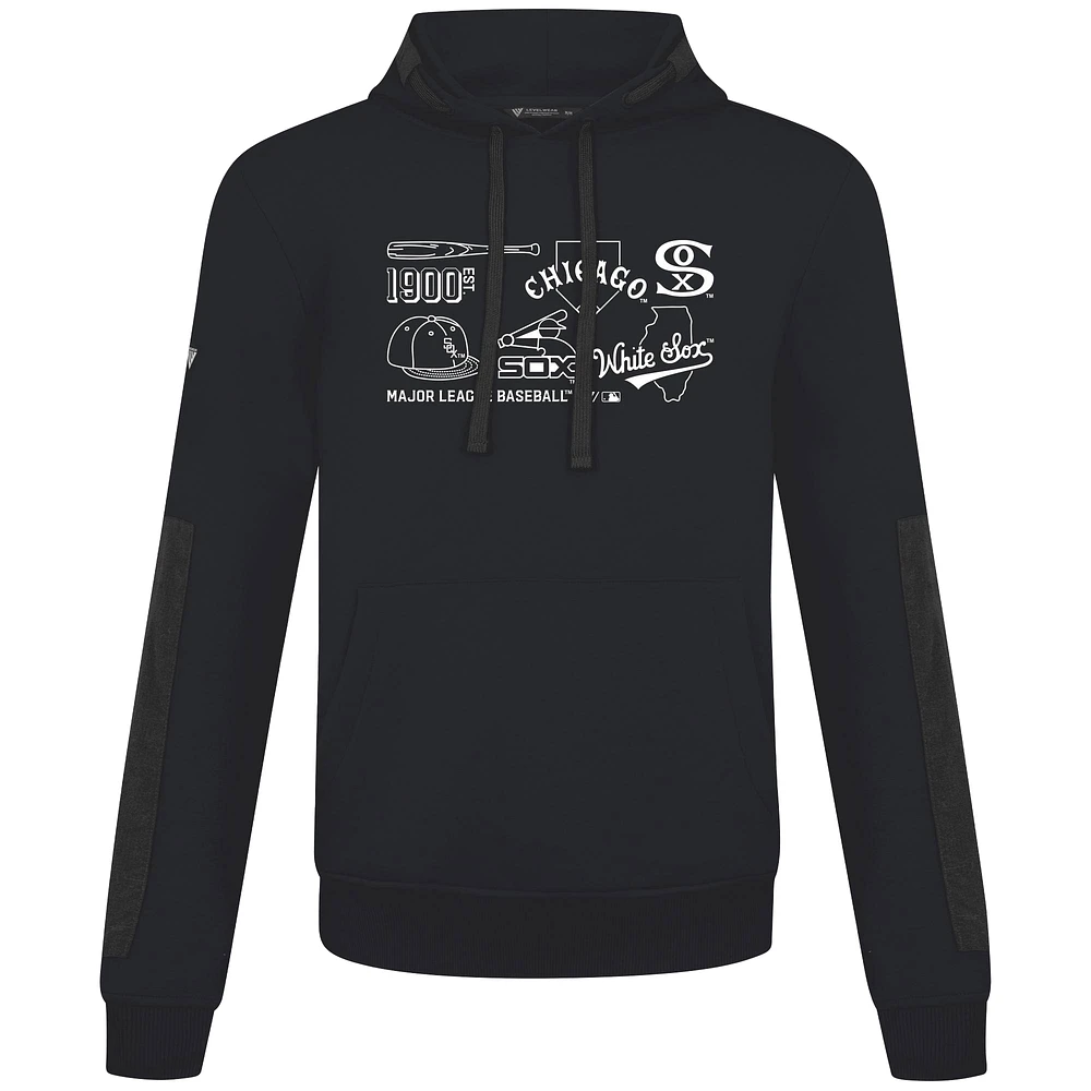 Men's Levelwear  Black Chicago White Sox Cooperstown Collection Bombay Campaign Pullover Hoodie