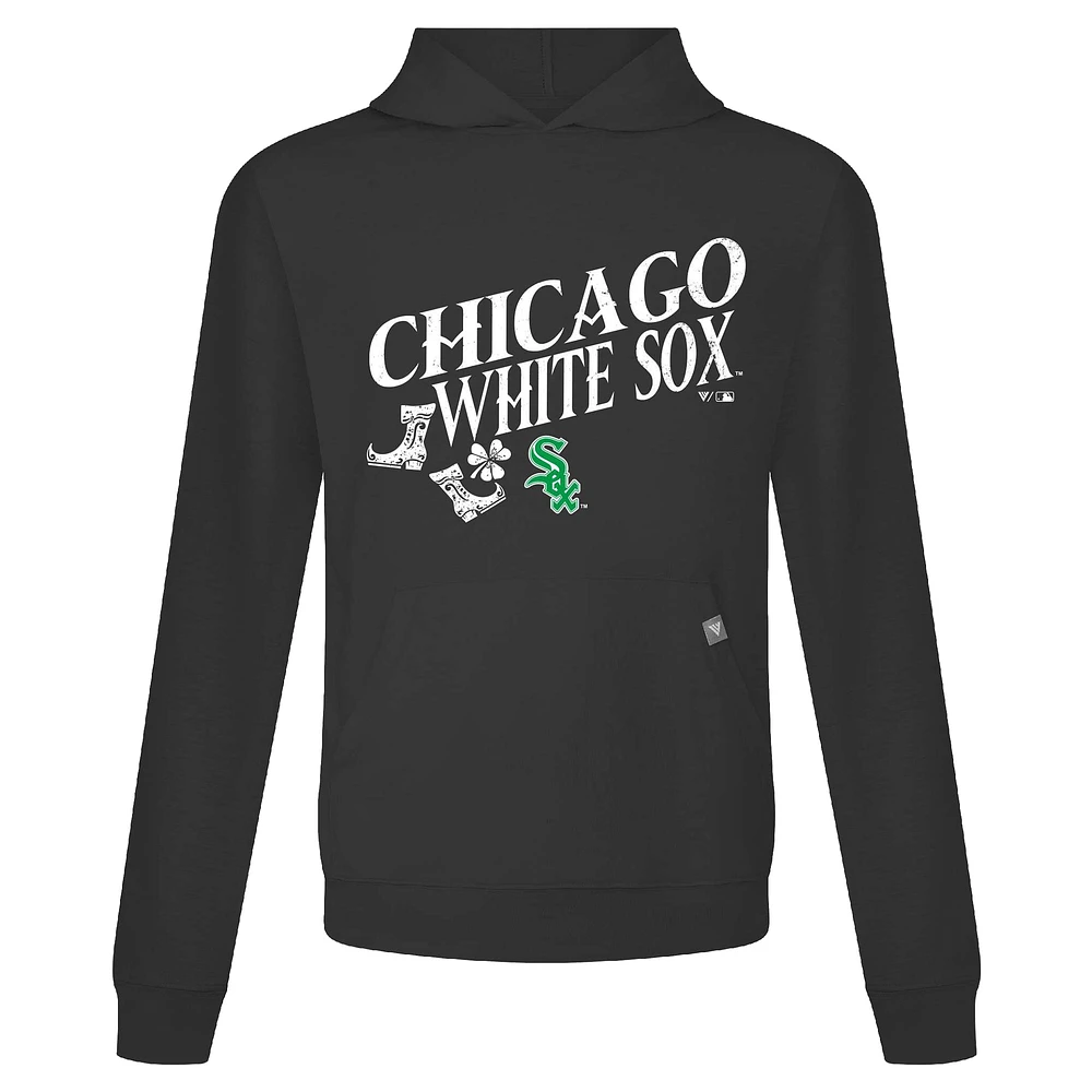 Men's Levelwear Black Chicago White Sox St. Patrick's Day Relay Boots Pullover Hoodie