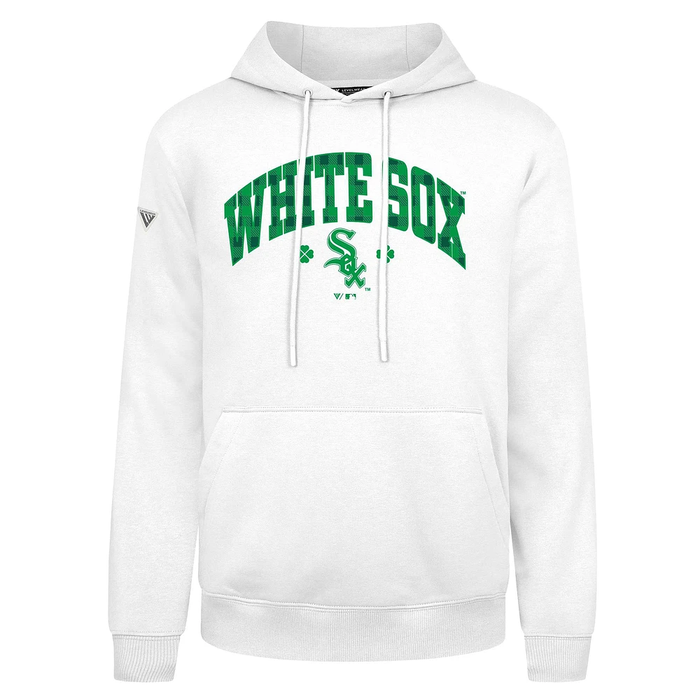 Men's Levelwear  White Chicago Sox St. Patrick's Day Podium Plaid Pullover Hoodie
