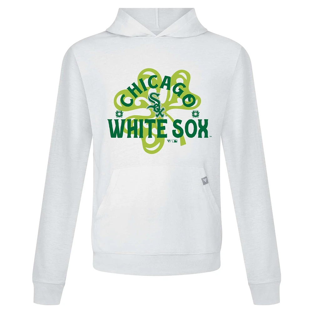 Men's Levelwear White Chicago Sox St. Patrick's Day Relay Shamrock Pullover Hoodie