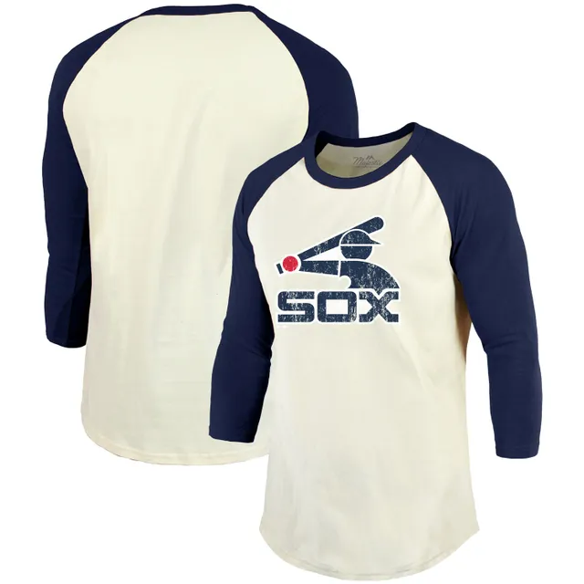 Outerstuff Youth Heather Charcoal/Heather Navy Boston Red Sox Cooperstown  Collection Raglan Tri-Blend Long Sleeve T-Shirt