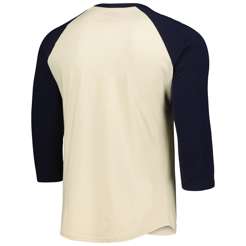 Men's Majestic Threads Cream/Navy Chicago White Sox Raglan 3/4-Sleeve T-Shirt