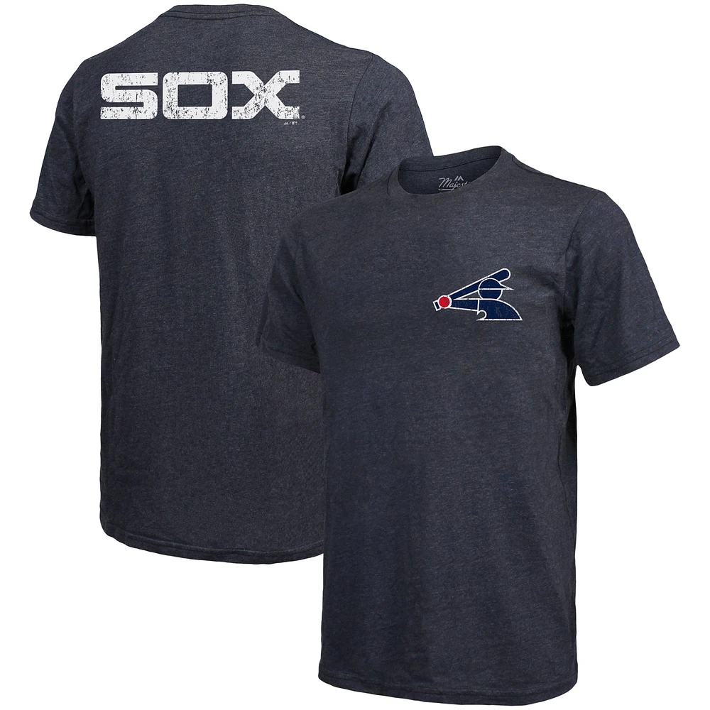 Majestic Men's Navy Chicago White Sox Throwback Logo Tri-blend T-shirt