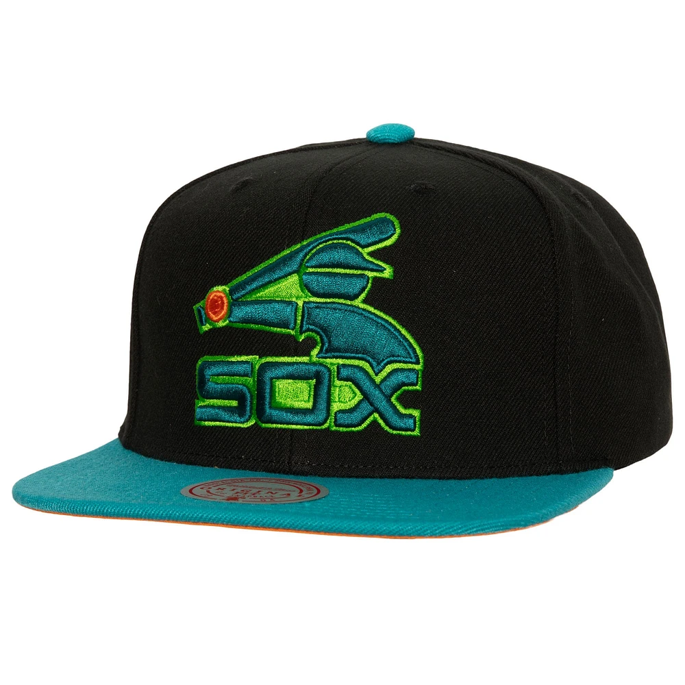 Casquette Snapback Citrus Cooler Chicago White Sox Mitchell & Ness noir/bleu sarcelle pour hommes