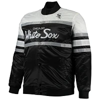 Men's Mitchell & Ness Black/White Chicago White Sox Big Tall Coaches Satin Full-Snap Jacket