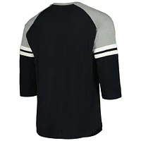 Men's Mitchell & Ness Black Chicago White Sox Cooperstown Collection Legendary Raglan Slub Henley 3/4-Sleeve T-Shirt