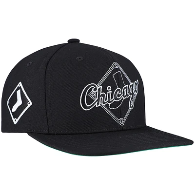 Casquette à visière double Snapback Chicago White Sox noire Mitchell & Ness pour homme