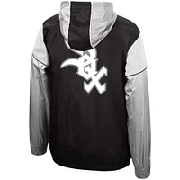 Men's Mitchell & Ness Black Chicago White Sox Highlight Reel Windbreaker Half-Zip Hoodie Jacket