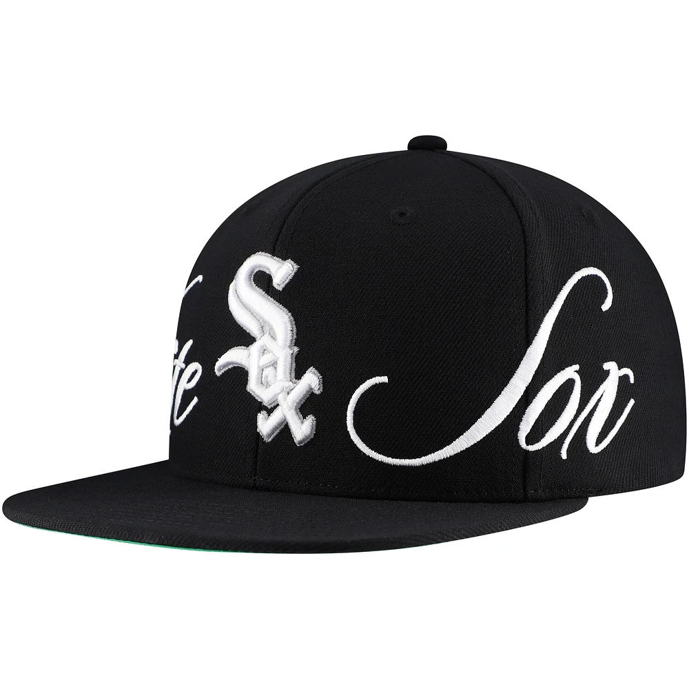 Casquette snapback noire Chicago White Sox Just Don x MLB Lux Script pour homme de Mitchell & Ness