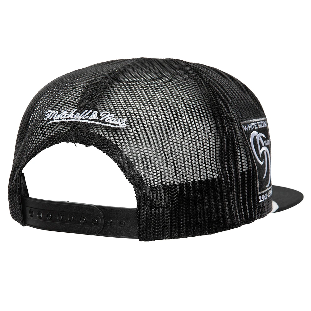 Casquette snapback de camionneur en corde noire Chicago White Sox Mitchell & Ness pour hommes