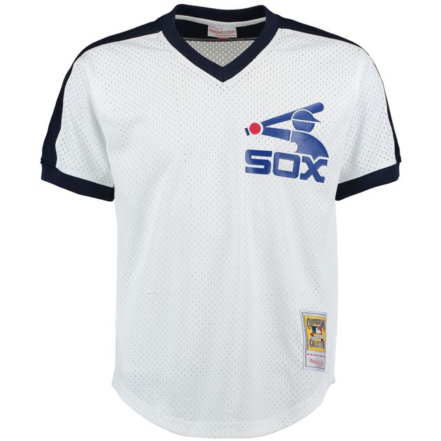 Maillot d'entraînement au bâton en maille Mitchell & Ness Carlton Fisk blanc Chicago White Sox Cooperstown pour hommes