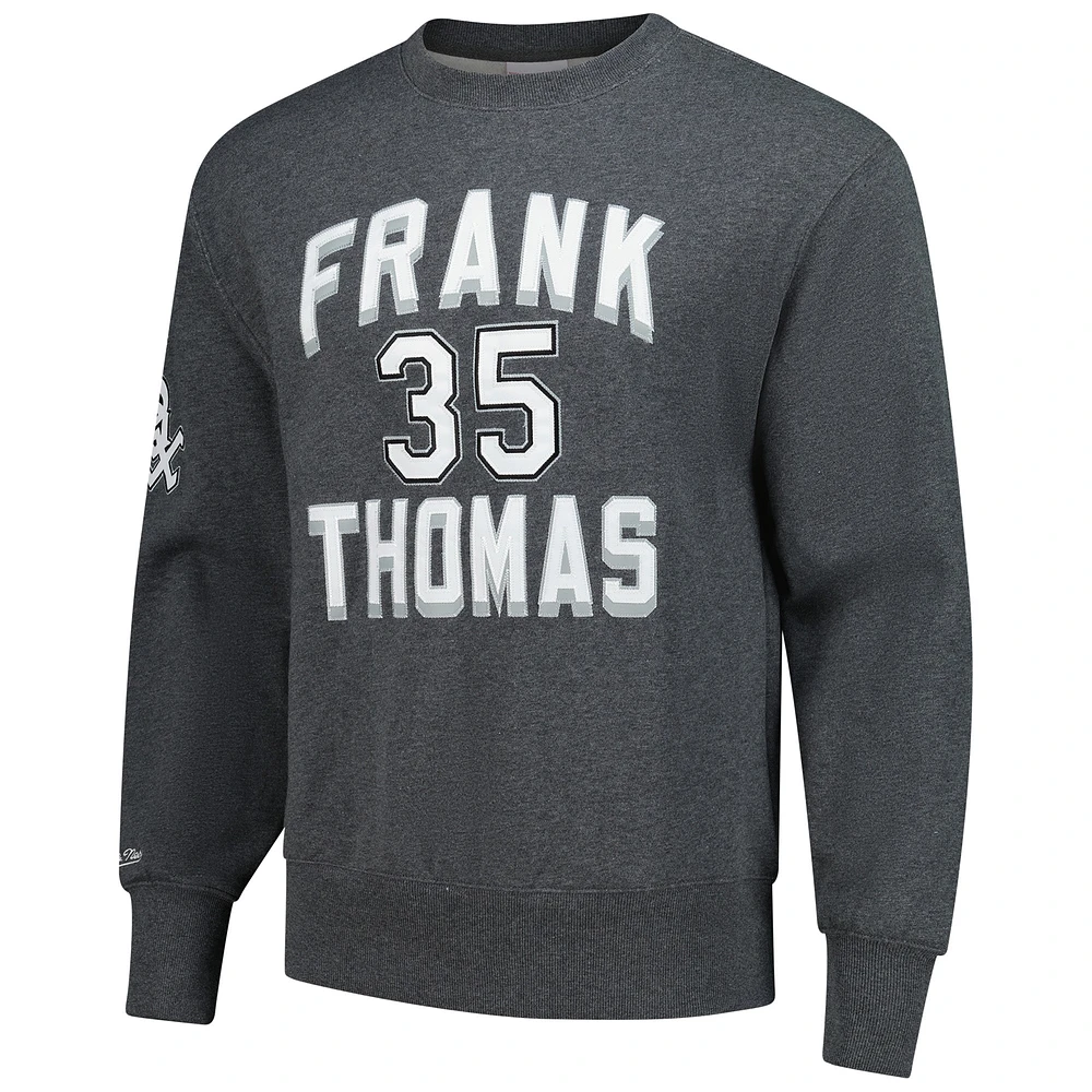 Sweat-shirt en polaire pour homme Mitchell & Ness Frank Thomas Heather Charcoal Chicago White Sox Legends Collection avec logo vintage, nom et numéro