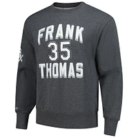 Sweat-shirt en polaire pour homme Mitchell & Ness Frank Thomas Heather Charcoal Chicago White Sox Legends Collection avec logo vintage, nom et numéro