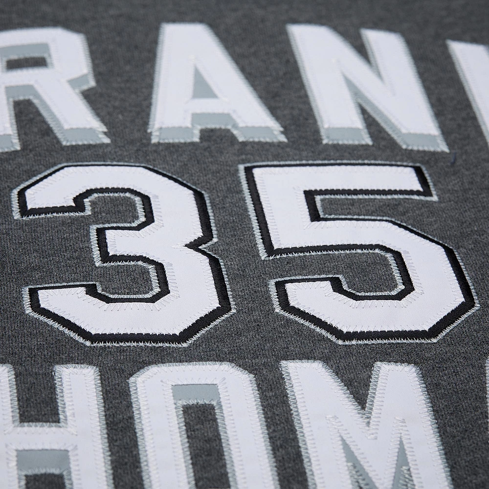 Sweat-shirt en polaire pour homme Mitchell & Ness Frank Thomas Heather Charcoal Chicago White Sox Legends Collection avec logo vintage, nom et numéro