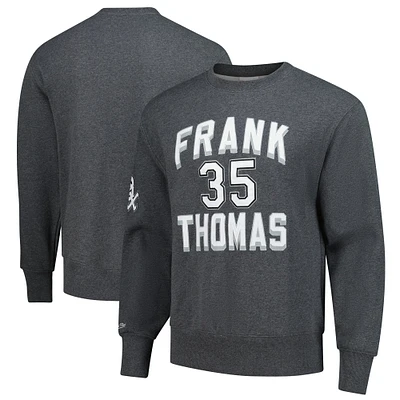 Sweat-shirt en polaire pour homme Mitchell & Ness Frank Thomas Heather Charcoal Chicago White Sox Legends Collection avec logo vintage, nom et numéro