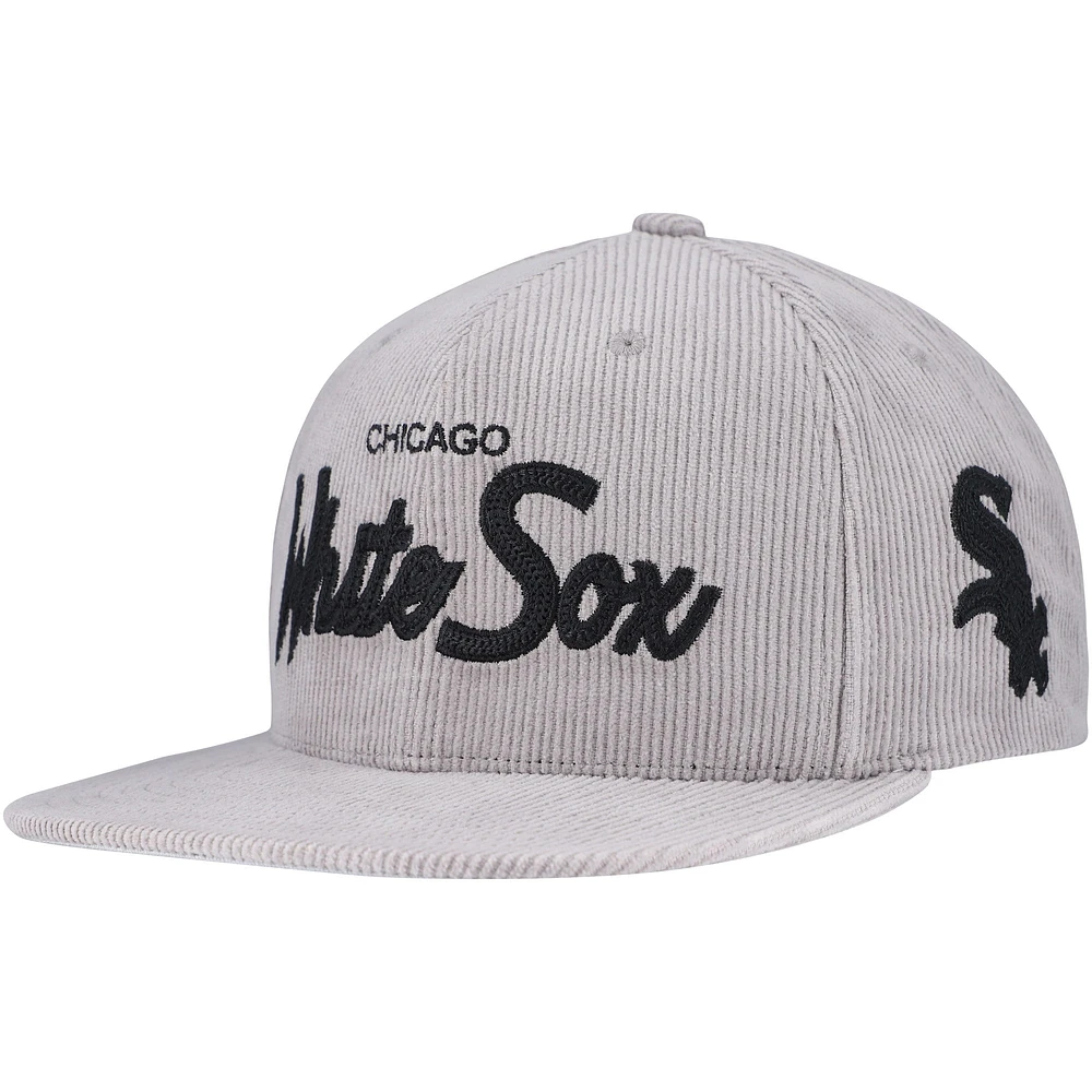 Casquette Snapback en velours côtelé gris Chicago White Sox de Mitchell & Ness pour homme