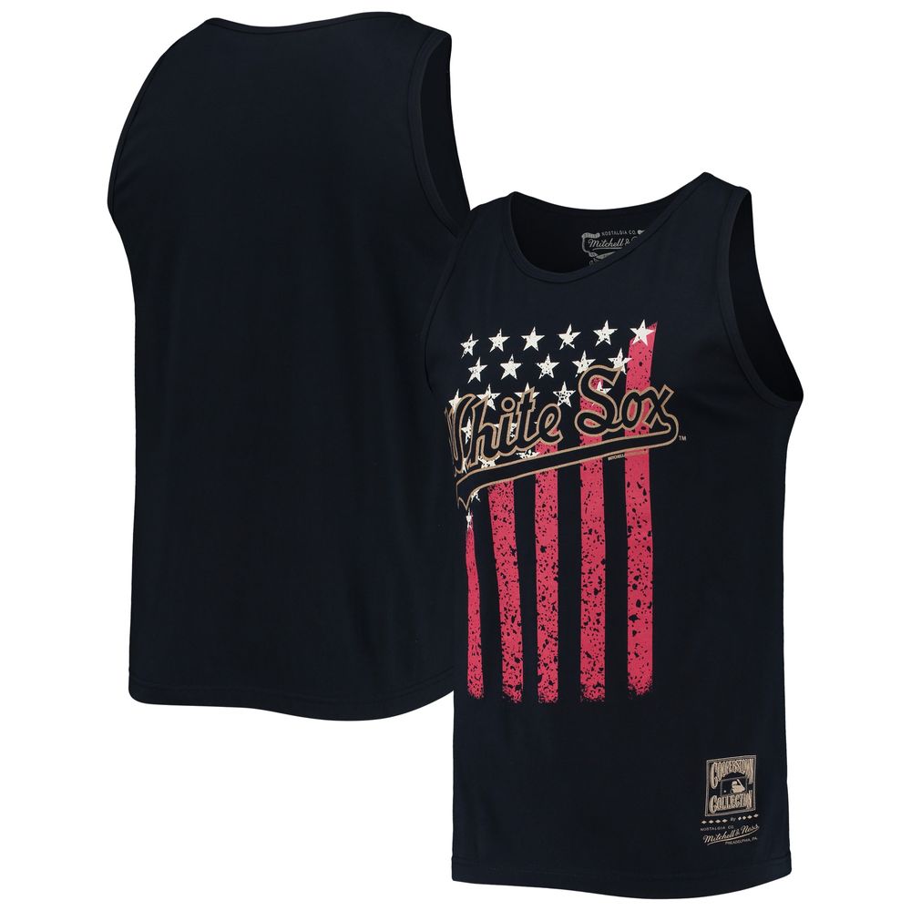 Men's Mitchell & Ness Navy Chicago White Sox Cooperstown Collection Stars and Stripes Tank Top