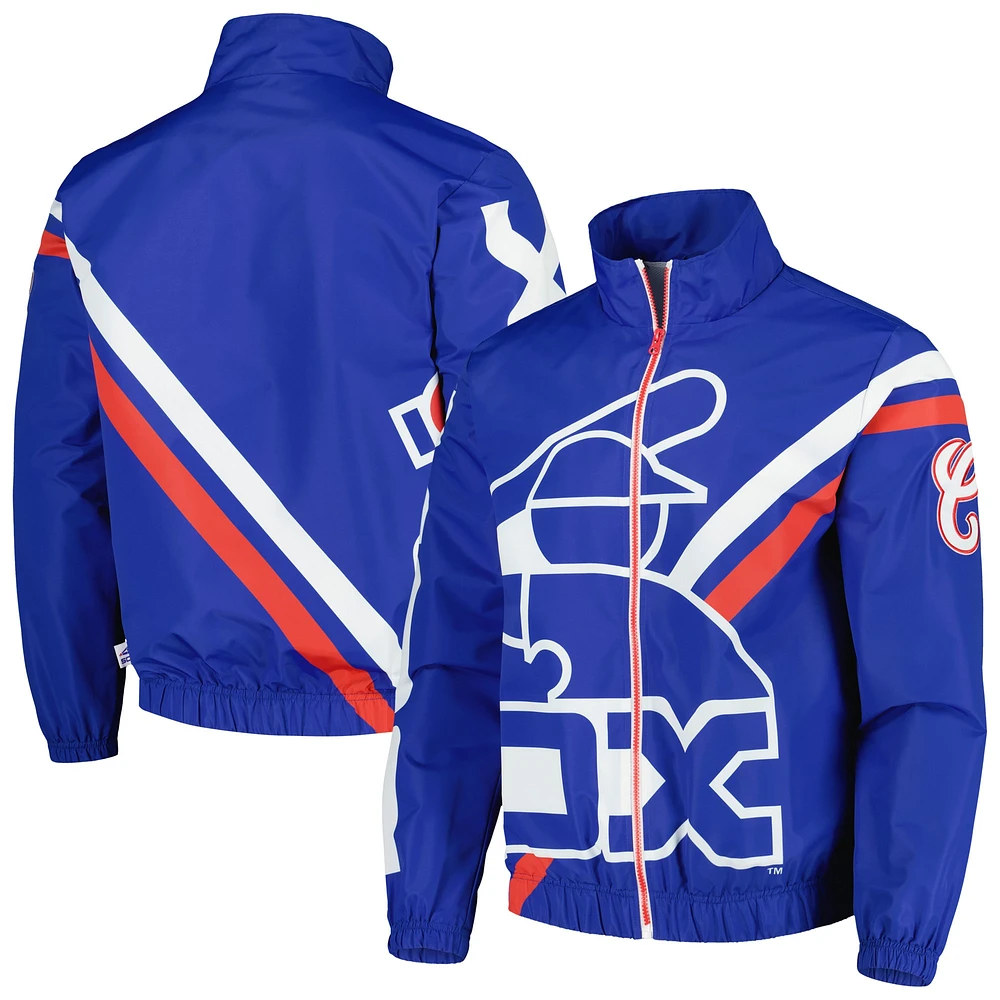 Mitchell & Ness Royal Chicago White Sox Veste d'échauffement entièrement zippée avec logo éclaté pour homme