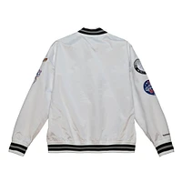 Mitchell & Ness - Chicago White Sox City Collection Veste universitaire en satin à boutons-pression pour hommes Blanc