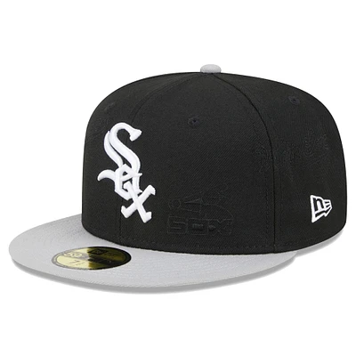 Men's New Era Black/Gray Chicago White Sox Multi Logo 59FIFTY Fitted Hat