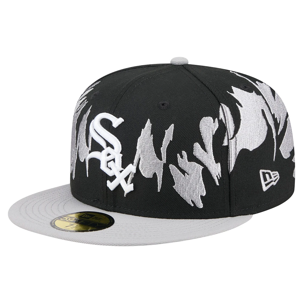 Casquette ajustée 59FIFTY Chicago White Sox Retro Pattern New Era pour homme noire/grise