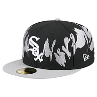 Casquette ajustée 59FIFTY Chicago White Sox Retro Pattern New Era pour homme noire/grise