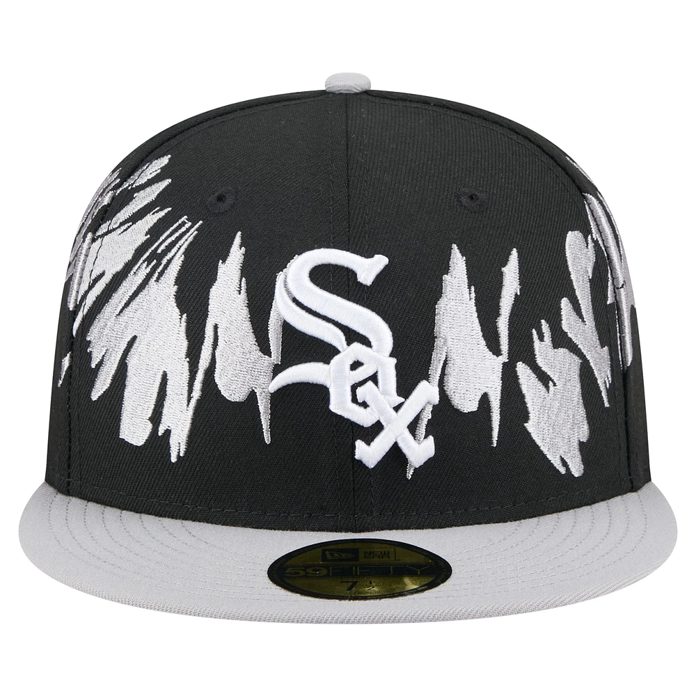 Casquette ajustée 59FIFTY Chicago White Sox Retro Pattern New Era pour homme noire/grise