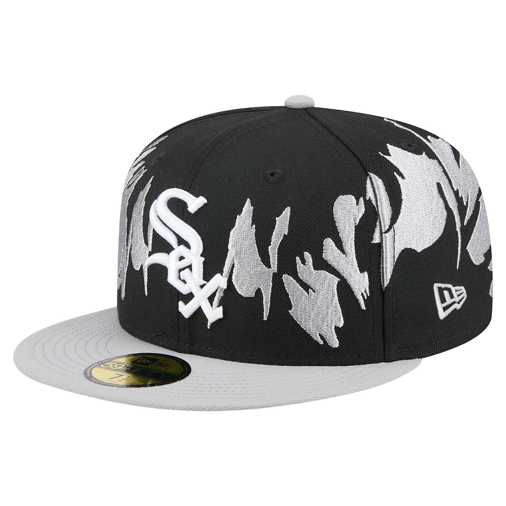 Casquette ajustée 59FIFTY Chicago White Sox Retro Pattern New Era pour homme noire/grise