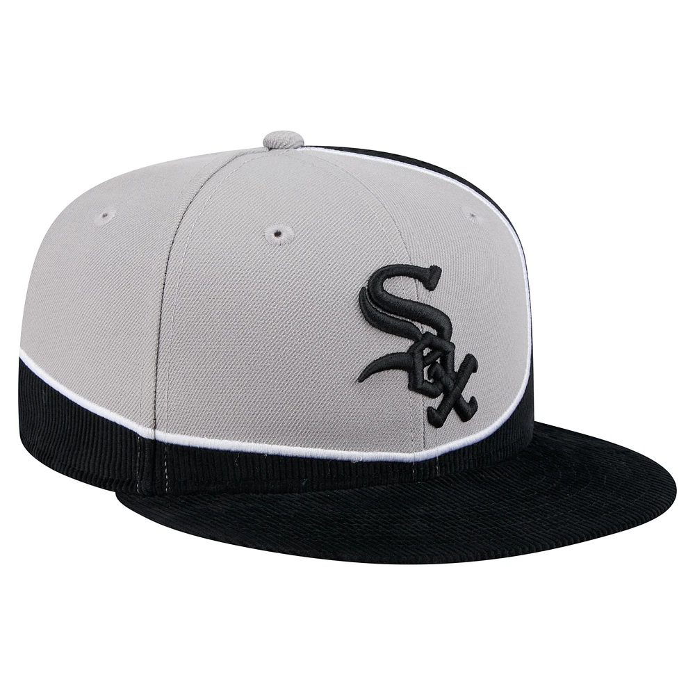 Casquette snapback en velours côtelé noir/gris New Era pour homme des Chicago White Sox