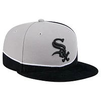 Casquette snapback en velours côtelé noir/gris New Era pour homme des Chicago White Sox